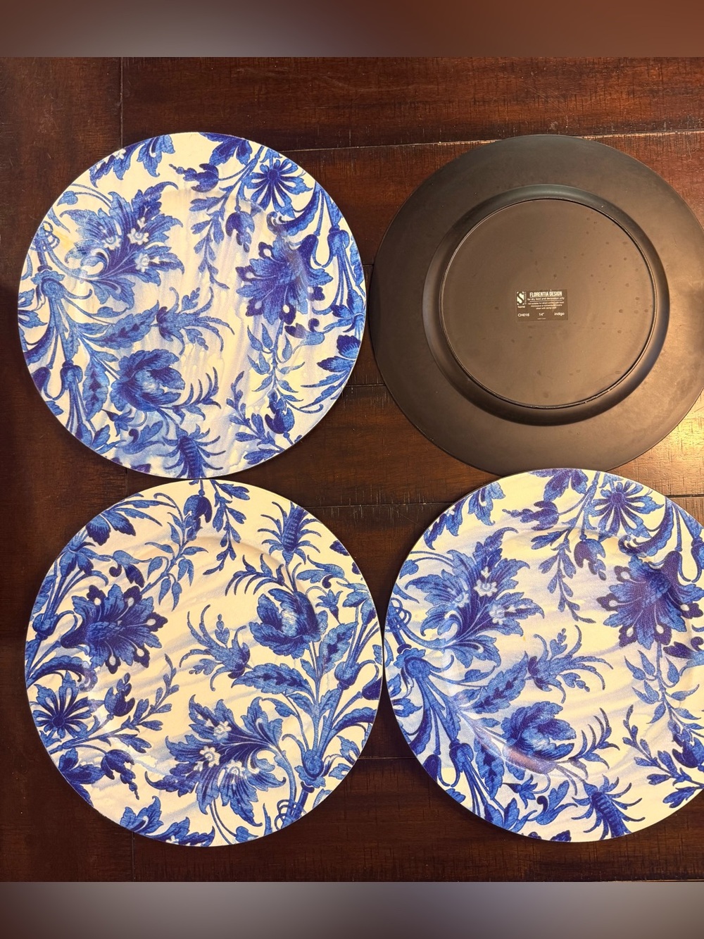 Blue Floral Charger Plates - Set of 4